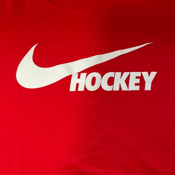 Red/White "Hockey" Athletic Shirt w/ Brand Logo - Picture 3 of 3